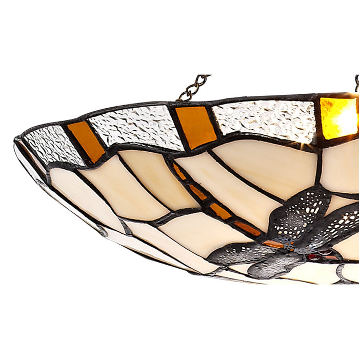 Nelson Lighting NLK01419 Oonagh 1 Light Pendant With 35cm Tiffany Shade Amber/Chrome/Clear Crystal/Black