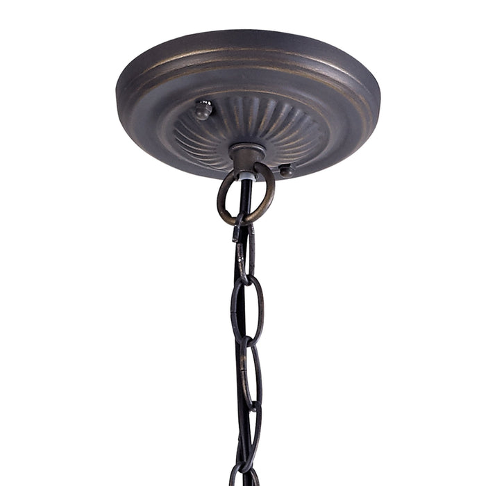 Nelson Lighting NLK01469 Ossie 1 Light Down Light Pendant With 30cm Tiffany Shade Blue/Clear Crystal/Aged Antique Brass