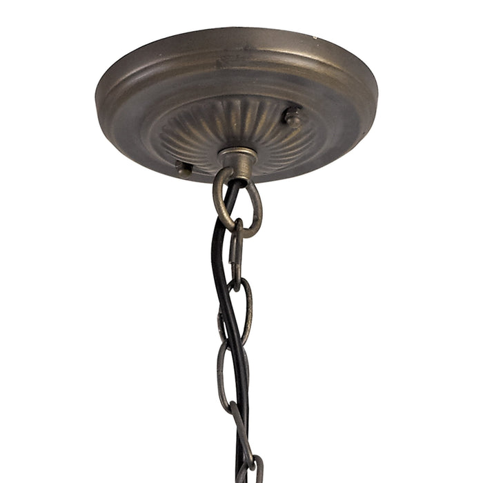 Nelson Lighting NLK01489 Ossie 3 Light Down Light Pendant With 30cm Tiffany Shade Blue/Clear Crystal/Aged Antique Brass