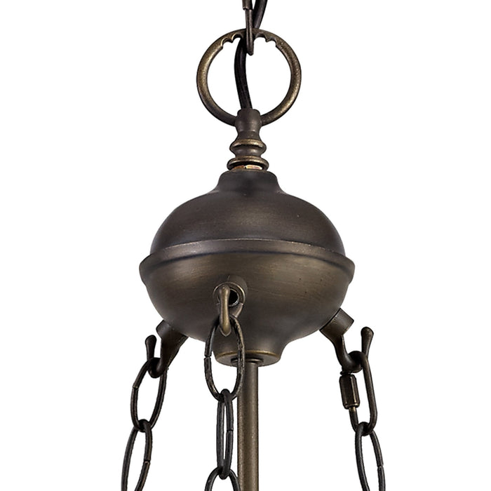 Nelson Lighting NLK01519 Ossie 2 Light Up Lighter Pendant With 30cm Tiffany Shade Blue/Clear Crystal/Aged Antique Brass