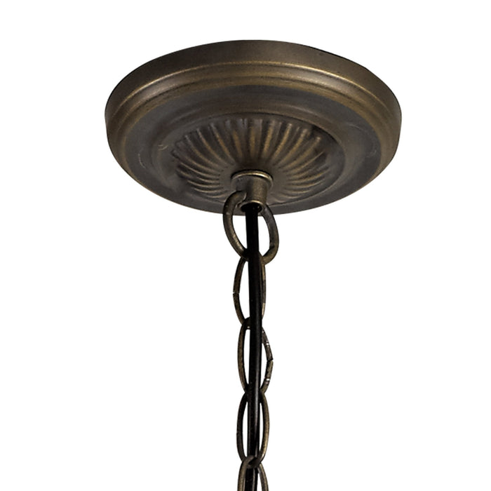 Nelson Lighting NLK01529 Ossie 3 Light Up Lighter Pendant With 30cm Tiffany Shade Blue/Clear Crystal/Aged Antique Brass