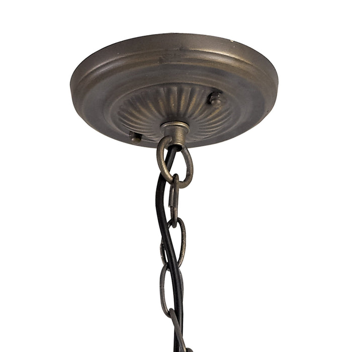 Nelson Lighting NLK01589 Ossie 3 Light Down Light Pendant With 40cm Tiffany Shade Blue/Clear Crystal/Aged Antique Brass