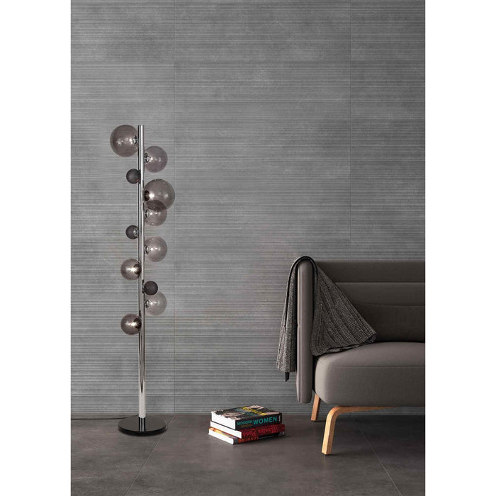 Nelson Lighting NL73049 Ravenna Floor Lamp 8 Light Polished Chrome/Smoked Glass