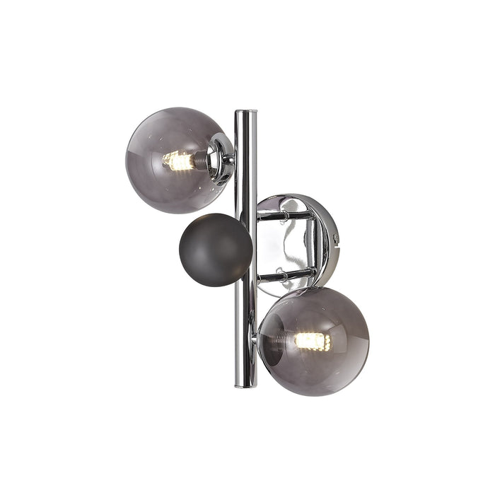 Nelson Lighting NL73069 Ravenna Wall Lamp 2 Light Polished Chrome/Smoked Glass (S)