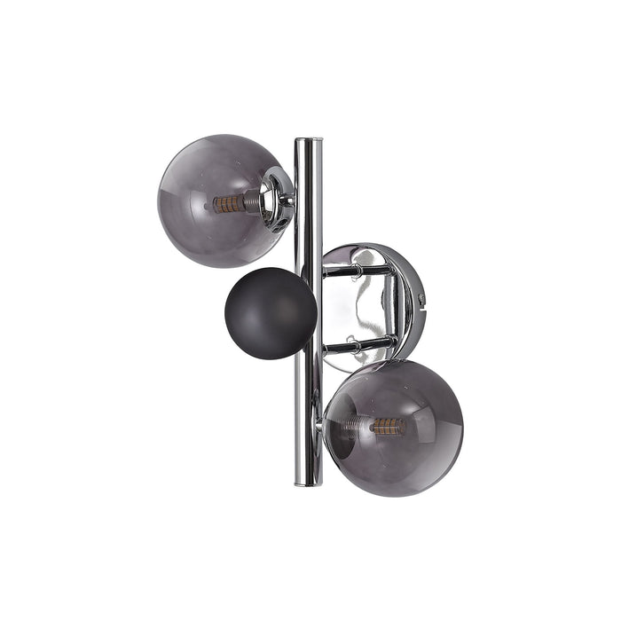 Nelson Lighting NL73069 Ravenna Wall Lamp 2 Light Polished Chrome/Smoked Glass (S)