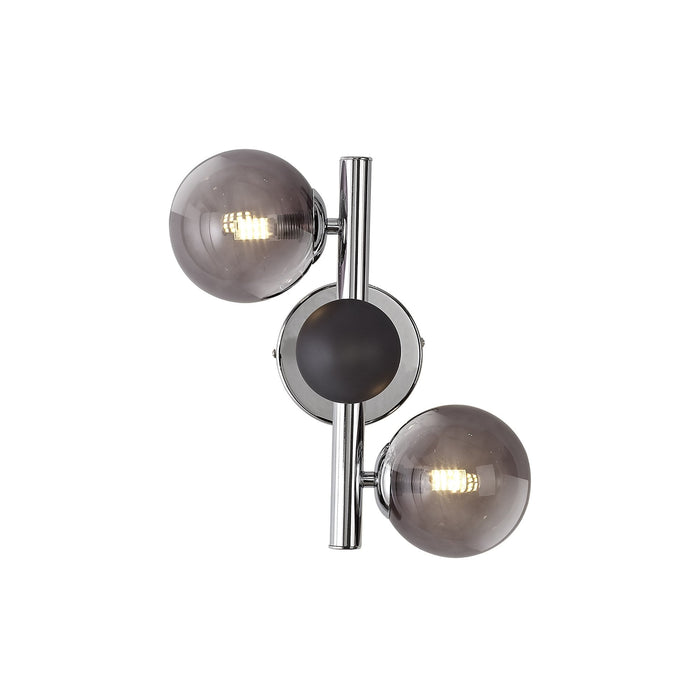 Nelson Lighting NL73069 Ravenna Wall Lamp 2 Light Polished Chrome/Smoked Glass (S)