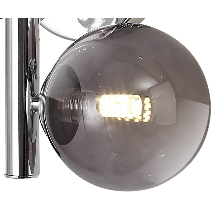 Nelson Lighting NL73069 Ravenna Wall Lamp 2 Light Polished Chrome/Smoked Glass (S)