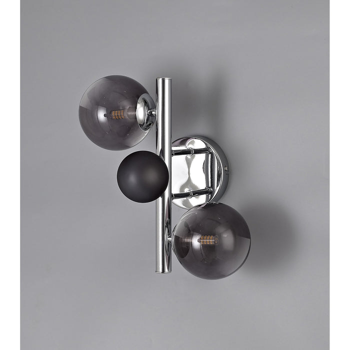 Nelson Lighting NL73069 Ravenna Wall Lamp 2 Light Polished Chrome/Smoked Glass (S)