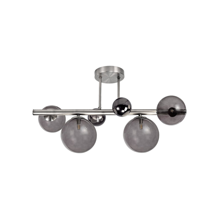 Nelson Lighting NL76579 Ravenna Semi-Flush Ceiling Light 4 Light Polished Chrome/Smoked Glass