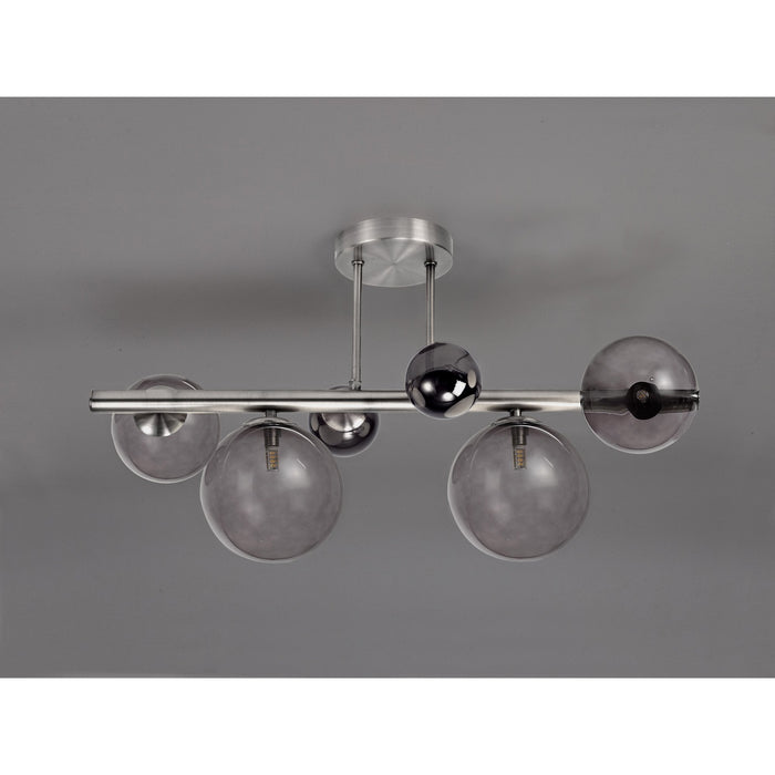 Nelson Lighting NL76579 Ravenna Semi-Flush Ceiling Light 4 Light Polished Chrome/Smoked Glass