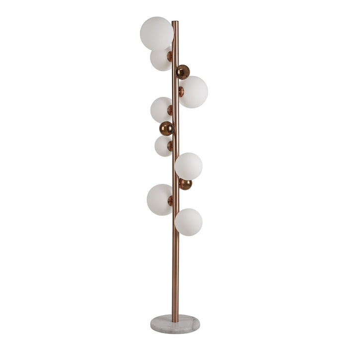 Nelson Lighting NL76629 Ravenna Floor Lamp 8 Light Antique Copper/Opal & Copper Glass