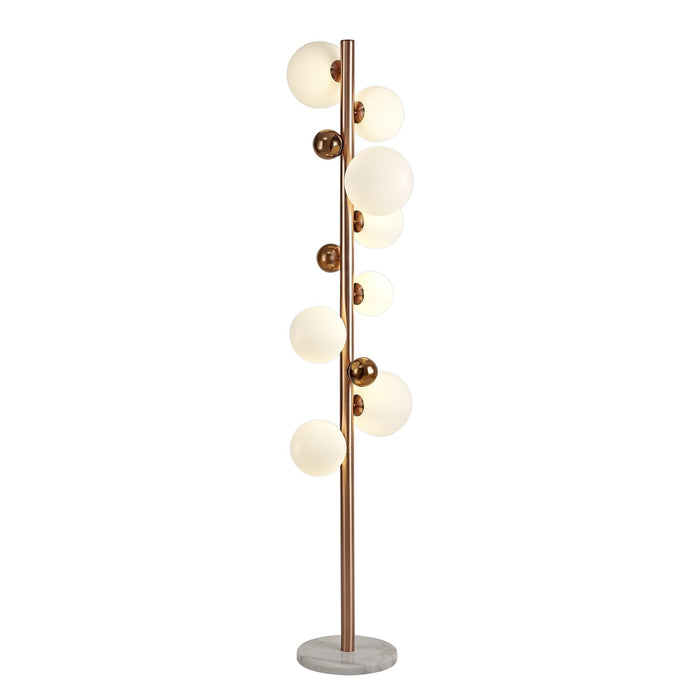 Nelson Lighting NL76629 Ravenna Floor Lamp 8 Light Antique Copper/Opal & Copper Glass