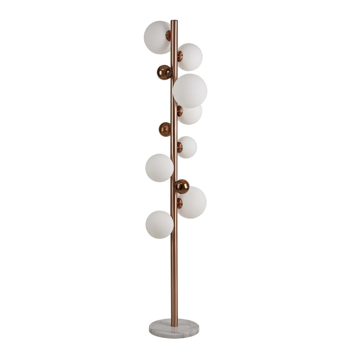 Nelson Lighting NL76629 Ravenna Floor Lamp 8 Light Antique Copper/Opal & Copper Glass