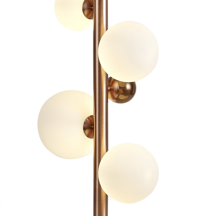 Nelson Lighting NL76629 Ravenna Floor Lamp 8 Light Antique Copper/Opal & Copper Glass