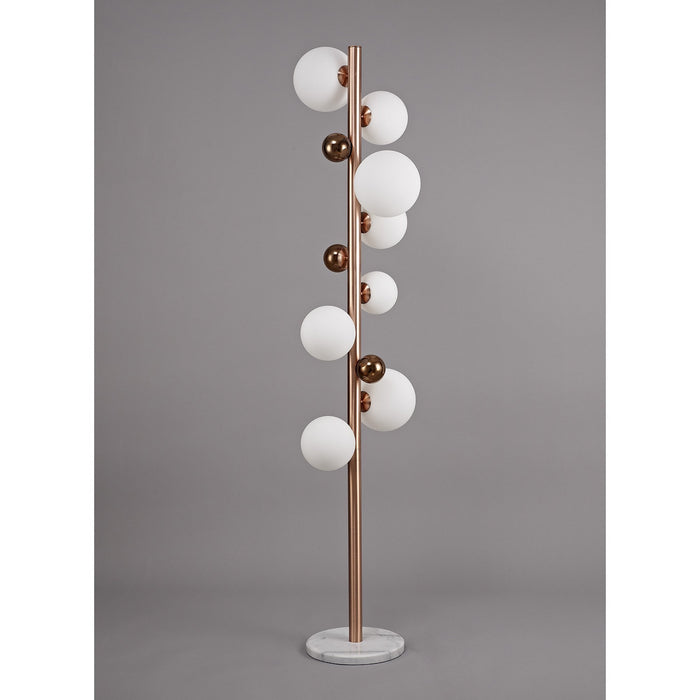 Nelson Lighting NL76629 Ravenna Floor Lamp 8 Light Antique Copper/Opal & Copper Glass