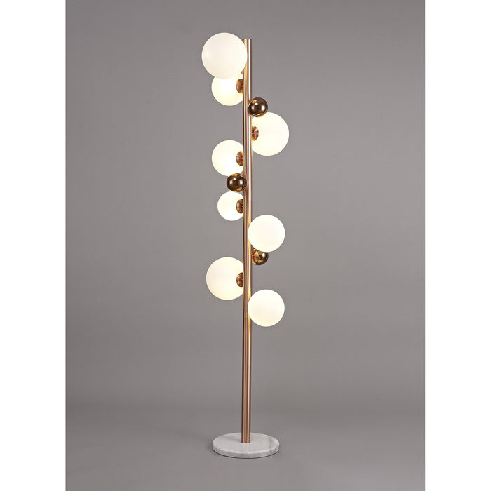 Nelson Lighting NL76629 Ravenna Floor Lamp 8 Light Antique Copper/Opal & Copper Glass