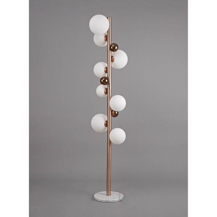 Nelson Lighting NL76629 Ravenna Floor Lamp 8 Light Antique Copper/Opal & Copper Glass