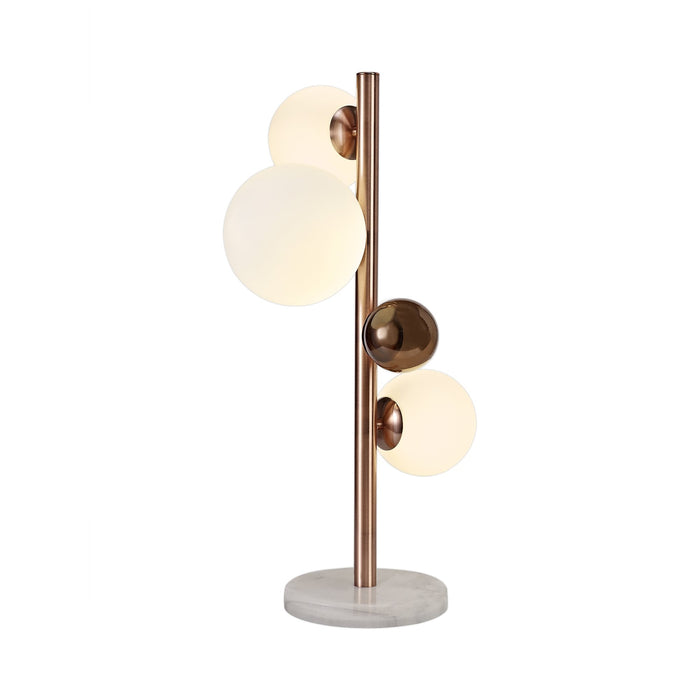 Nelson Lighting NL76639 Ravenna Table Lamp 3 Light Antique Copper/Opal & Copper Glass