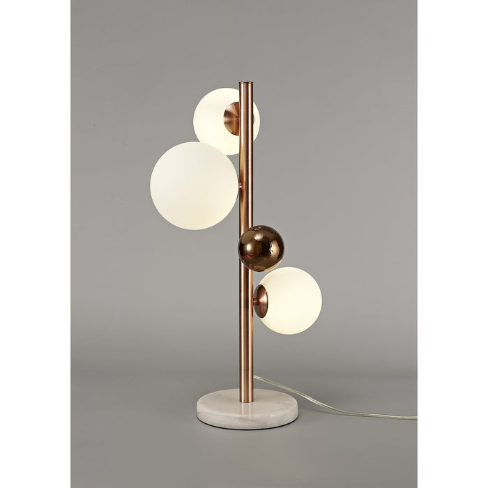 Nelson Lighting NL76639 Ravenna Table Lamp 3 Light Antique Copper/Opal & Copper Glass