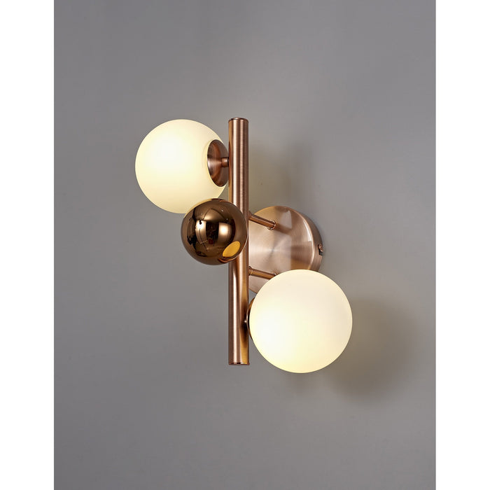 Nelson Lighting NL76649 Ravenna Wall Lamp 2 Light Antique Copper/Opal & Copper Glass