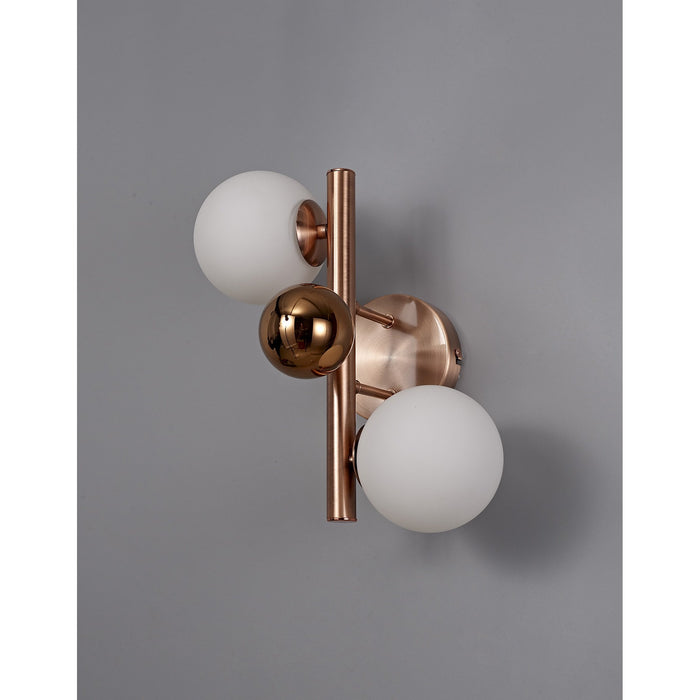 Nelson Lighting NL76649 Ravenna Wall Lamp 2 Light Antique Copper/Opal & Copper Glass