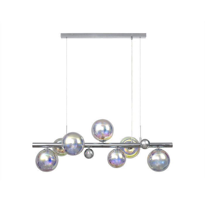 Nelson Lighting NL82519 Regent Linear 7 Light Pendant Polished Chrome/Iridescent Glass