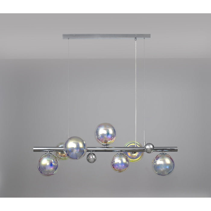 Nelson Lighting NL82519 Regent Linear 7 Light Pendant Polished Chrome/Iridescent Glass