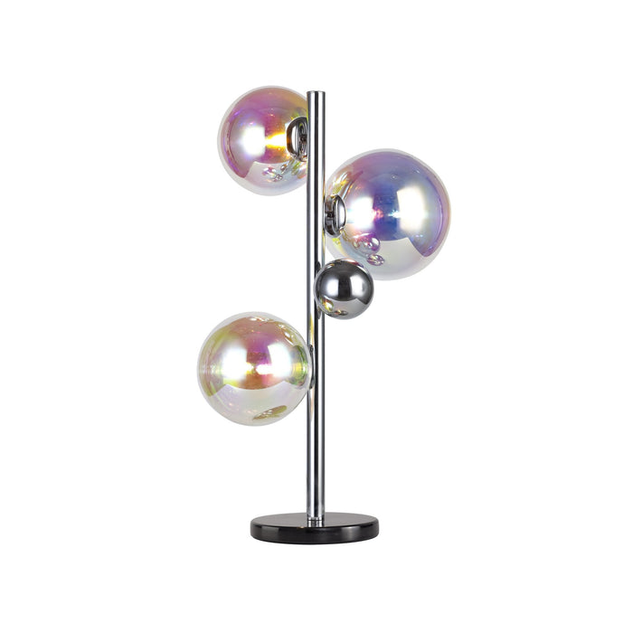 Nelson Lighting NL82539 Regent 3 Light Table Lamp Polished Chrome/Iridescent Glass