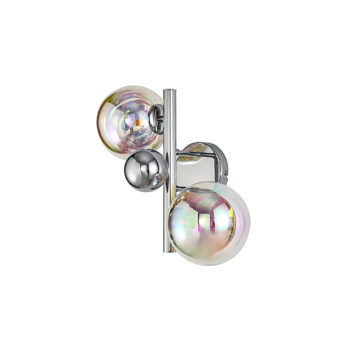 Nelson Lighting NL82549 Regent 2 Light Wall Lamp Polished Chrome/Iridescent Glass