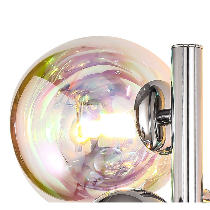 Nelson Lighting NL82549 Regent 2 Light Wall Lamp Polished Chrome/Iridescent Glass