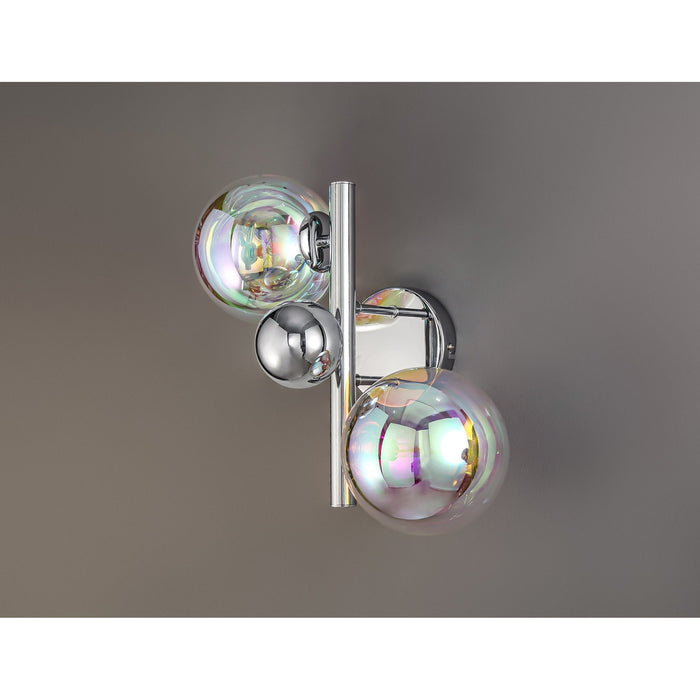 Nelson Lighting NL82549 Regent 2 Light Wall Lamp Polished Chrome/Iridescent Glass