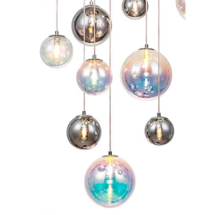 Nelson Lighting NL84289 Regent Pendant 16 Light Polished Chrome/Iridescent Glass