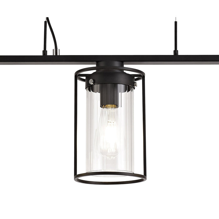 Nelson Lighting NL75869 Riannon Linear Pendant 3 Light Black/Clear Glass