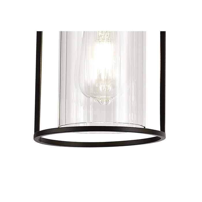 Nelson Lighting NL75869 Riannon Linear Pendant 3 Light Black/Clear Glass