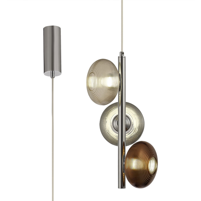 Nelson Lighting NL74419 Rome Multiple Pendant LED Smoked Copper & Champagne/Polished Chrome