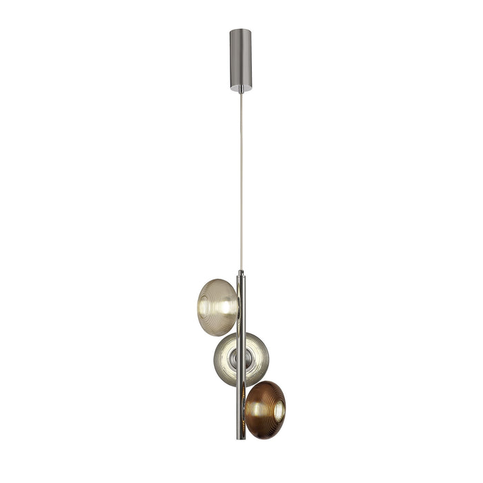 Nelson Lighting NL74419 Rome Multiple Pendant LED Smoked Copper & Champagne/Polished Chrome