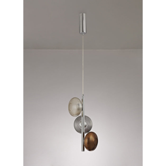 Nelson Lighting NL74419 Rome Multiple Pendant LED Smoked Copper & Champagne/Polished Chrome