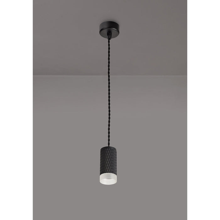 Nelson Lighting NLK01859 Silence 1 Light 11cm Pendant Light Sand Black/Acrylic Ring