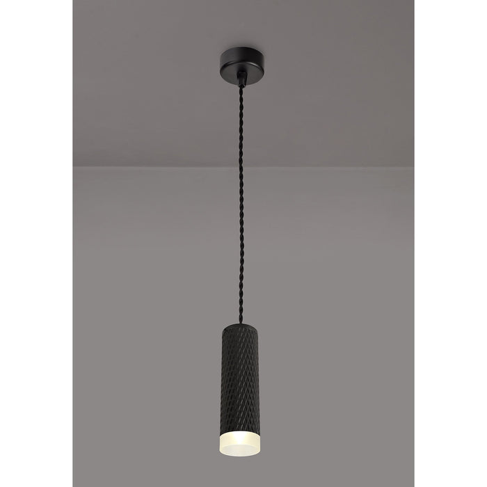 Nelson Lighting NLK01869 Silence 1 Light 20cm Pendant Light Sand Black/Acrylic Ring