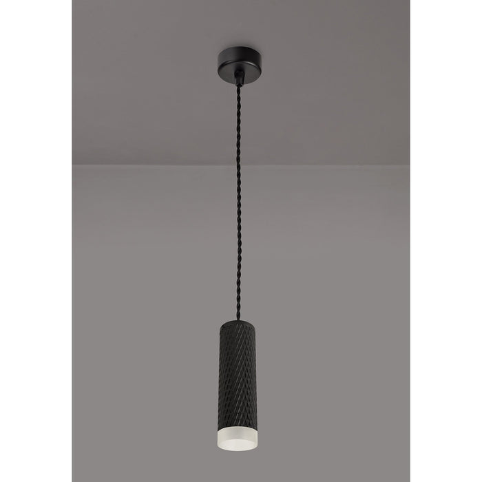 Nelson Lighting NLK01869 Silence 1 Light 20cm Pendant Light Sand Black/Acrylic Ring