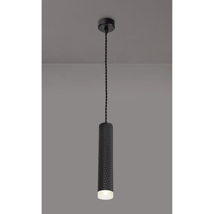 Nelson Lighting NLK01879 Silence 1 Light 30cm Pendant Light Sand Black/Acrylic Ring