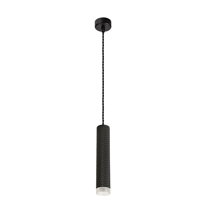 Nelson Lighting NLK01879 Silence 1 Light 30cm Pendant Light Sand Black/Acrylic Ring