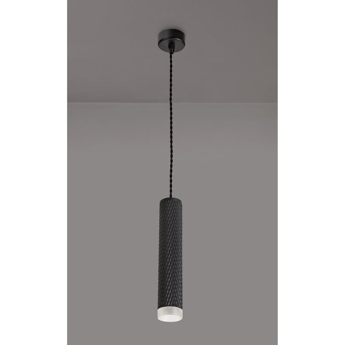 Nelson Lighting NLK01879 Silence 1 Light 30cm Pendant Light Sand Black/Acrylic Ring