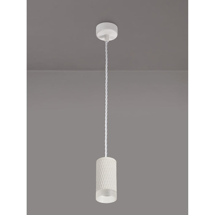 Nelson Lighting NLK01919 Silence 1 Light 11cm Pendant Light Sand White/Acrylic Ring