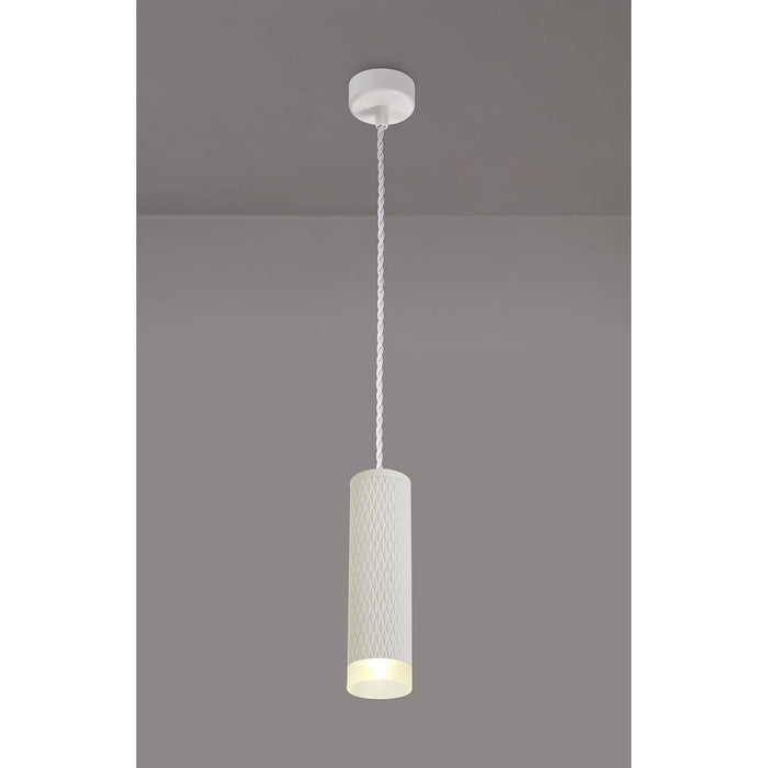 Nelson Lighting NLK01929 Silence 1 Light 20cm Pendant Light Sand White/Acrylic Ring