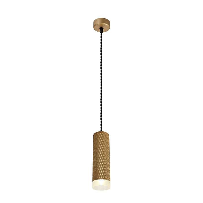 Nelson Lighting NLK01989 Silence 1 Light 20cm Pendant Light Champagne Gold/Acrylic Ring