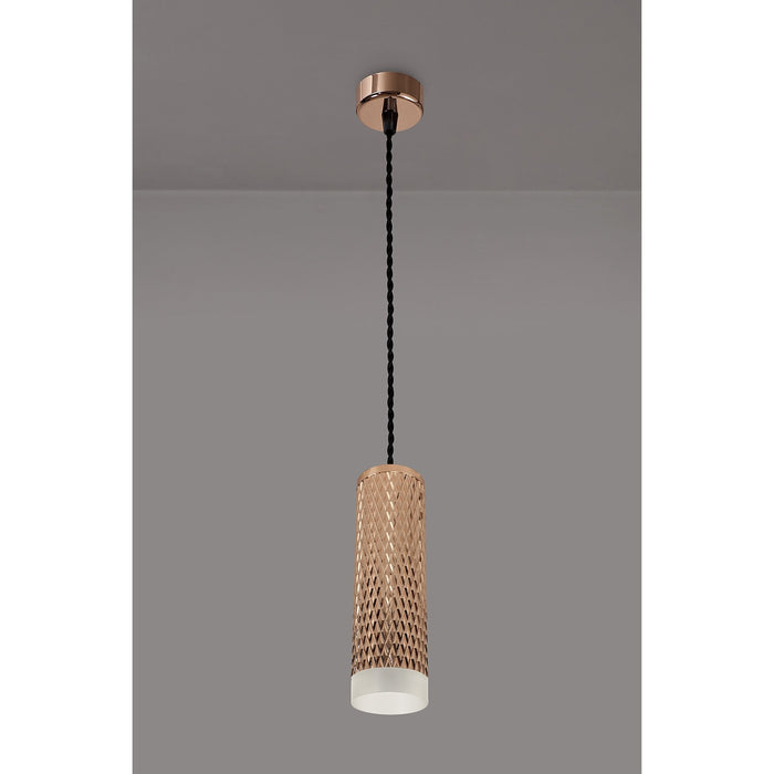 Nelson Lighting NLK02049 Silence 1 Light 20cm Pendant Light Rose Gold/Acrylic Ring