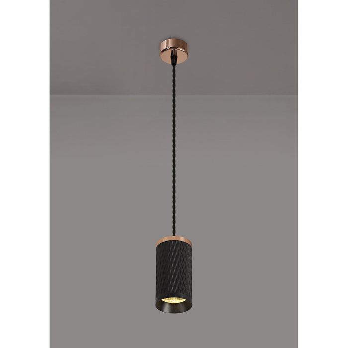 Nelson Lighting NLK02069 Silence 1 Light 11cm Pendant Light Rose Gold/Sand Black