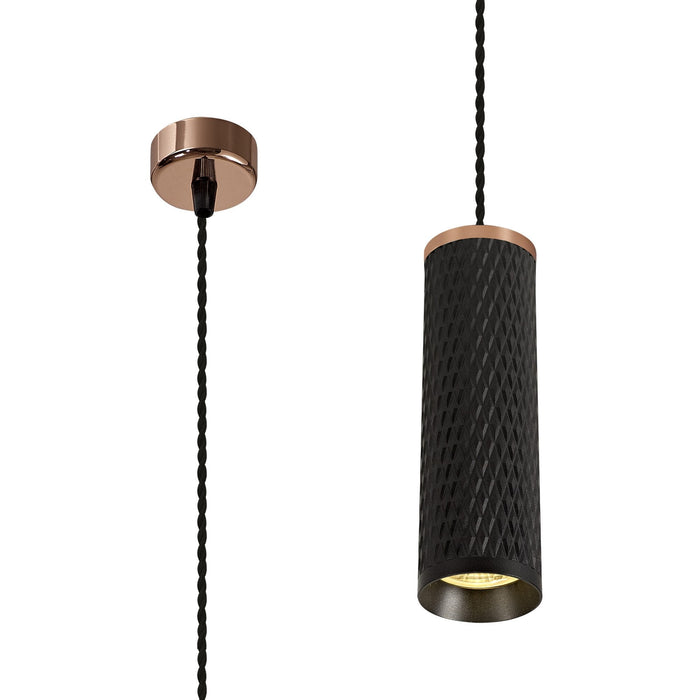 Nelson Lighting NLK02079 Silence 1 Light 20cm Pendant Light Rose Gold/Sand Black