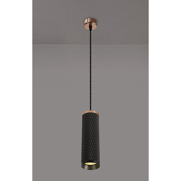 Nelson Lighting NLK02079 Silence 1 Light 20cm Pendant Light Rose Gold/Sand Black